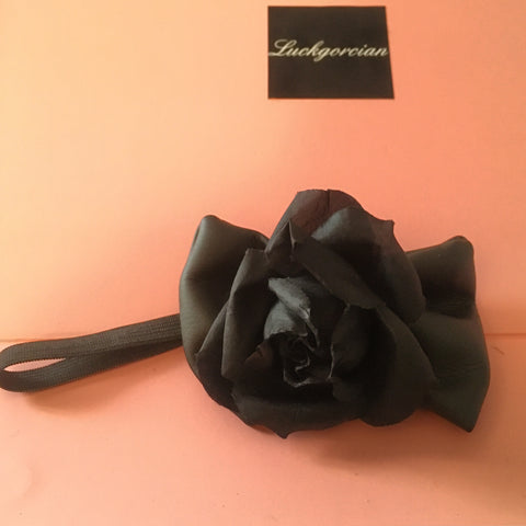 Large black rose bowtie