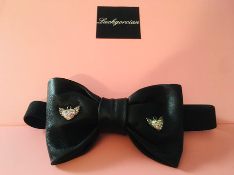 Collection Leatherish- Love with wings genuine leather bowtie