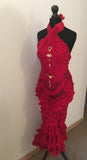 A crochet  handmade couture red dress